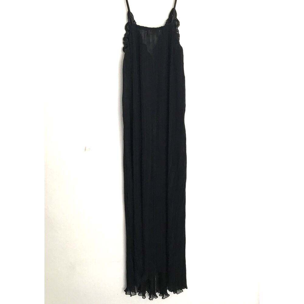 Victoria's Secret Vintage Black Pleated Chiffon Maxi Nightgown Sz M - Picture 5 of 6